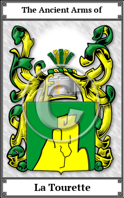 La Tourette Family Crest Download (JPG)  Book Plated - 150 DPI